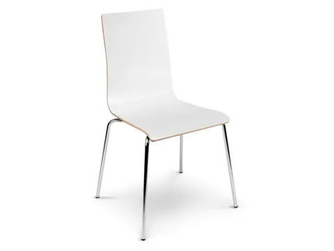 Houten Kuipstoel Frame V. Staalbuis Zitschaal Laminaat Wit 4 Stuks