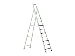 trapladder,eenzijdig,10treden,m. bekleding,stand H 2,5m,balk L 3,4m