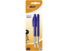 Balpen Bic M10 medium blauw blister à 2 stuks