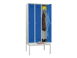 locker met bank,HxBxD 2150x900x500mm,3vak,RAL7035,front RAL5010