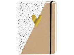 Notitieboek kraft gouden hart A5 lijn 92 pagina's softcover