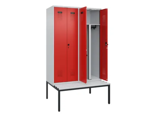 PBM-locker met bank,HxBxD 2120x1200x815mm,4vak,vak B 300mm