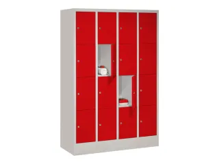 lockerkast,HxBxD 1518x1200x500mm,4x4vakken,RAL7035,front RAL3000 - 2