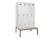 locker met bank,voor scheiding van kleding,HxBxD 2120x1200x815mm,4vak