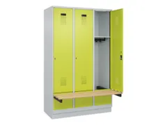 locker met bank,HxBxD 1950x1200x815mm,3vak,vak B 400mm,cilinderslot