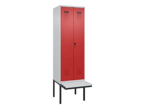 PBM-locker met bank,HxBxD 2120x600x815mm,2vak,vak B 300mm,draaigrendel