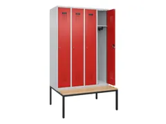 locker met bank,HxBxD 2120x1200x815mm,4vak,vak B 300mm,cilinderslot
