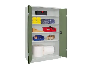 Ruime Vouwdeurkast 1950x1200x400mm 4legborden Ral7035 Front Ral6011 - 1