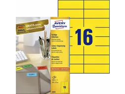 Gekleurde Etiketten Avery Zweckform 105x37mm Geel 1600 stuks