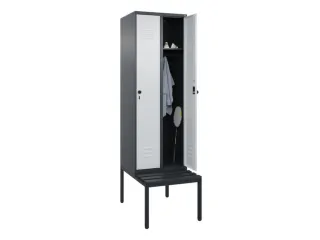 locker met bank,HxBxD 2120x600x815mm,2vak,vak B 300mm,draaigrendel - 3