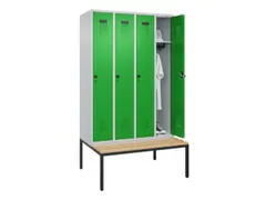 locker met bank,HxBxD 2120x1200x815mm,4vak,vak B 300mm,draaigrendel