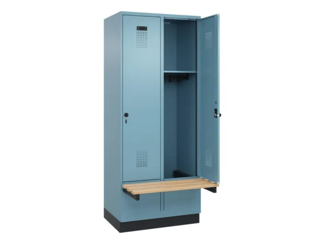 locker met bank,HxBxD 1950x800x815mm,2vak,vak B 400mm,draaigrendel