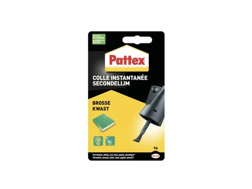 Secondenlijm Pattex met kwast flacon 5 gram op blister