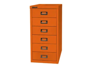 kantoor-ladekast HxBxD 590x279x380mm 6 laden romp + front oranje staal - 1