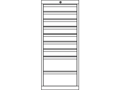 ladekast HxBxD 1200x1023x600mm 9laden slot RAL7035 front RAL5010