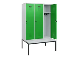 locker met bank,HxBxD 1950x1200x815mm,3vak,vak B 400mm,draaigrendel