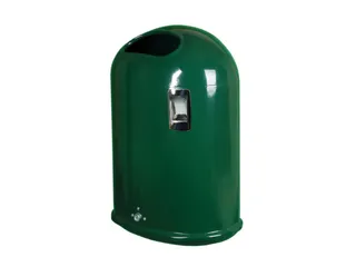 Afvalbak van staalplaat met asbak 45 liter ovale opening open mosgroen - 3