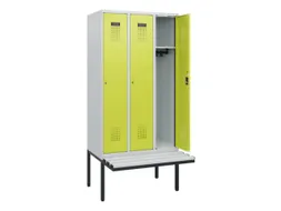 locker met bank,HxBxD 1950x900x815mm,3vak,vak B 300mm,cilinderslot