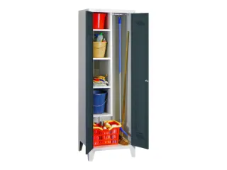 Schoonmaakkast HxBxD 1850x600x500mm Klink Poten RAL7035 Front RAL7016 - 3