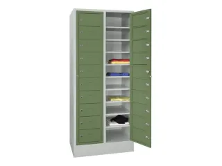 Wasgoedkast 1850x770x500 2x10 Vakken Sokkel Ral7035 Front Ral6011 - 1