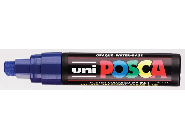Verfstift Posca PC17K Extra Brede punt 15mm rechthoek donkerblauw