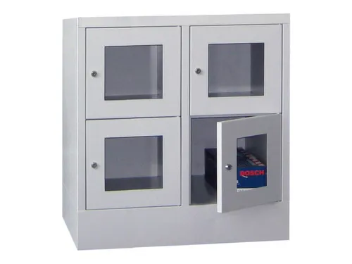 lockerkast,HxBxD 855x800x500mm,2x2vakken,RAL7035,front RAL7035