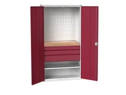 Systeemkast 2000x1050x550mm 1xlegbord 3laden RAL7035+RAL3004