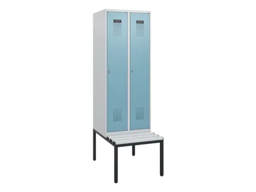 locker met bank,HxBxD 1950x600x815mm,2vak,vak B 300mm,cilinderslot