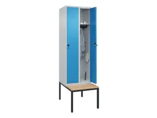 locker met bank,HxBxD 2120x600x815mm,2vak,vak B 300mm,draaigrendel - 3