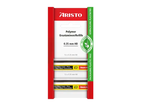 Potloodstiftjes Aristo HB 2st. 0,35mm polymer op eco blister