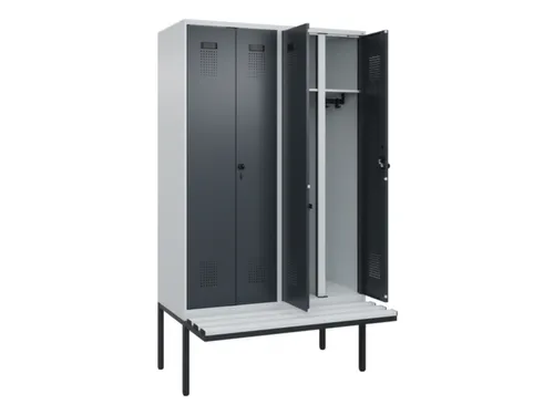 locker met bank,voor scheiding van kleding,HxBxD 2120x1200x815mm,4vak