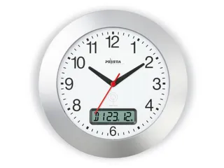 Radiowandklok Ø 30cm Cijferaanduiding Datumaanduiding Zilver - 1