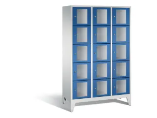 Lockerkast 1850x1200x500mm 3x5 vakken Cilinderslot Poten, RAL5010 - 2