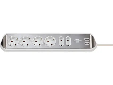 Stekkerdoos Brennenstuhl bureau Estilo 6 voudig inclusief 2 USB 2m
