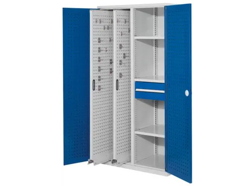 Uitschuifkast Blauw 1950x1000x600mm 2uitschuifwanden 3legborden 1lade