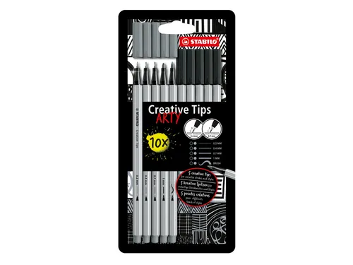 Creative Tips STABILO Arty assorti tips zwart en grijs 10 stuks