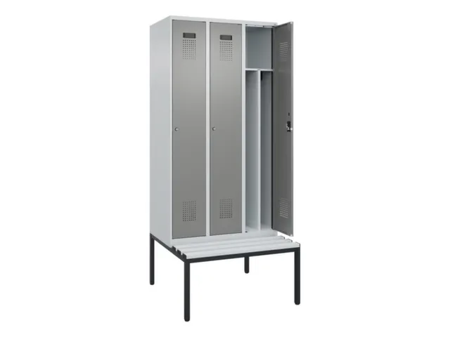 locker met bank,voor scheiding van kleding,HxBxD 2120x900x815mm,3vak