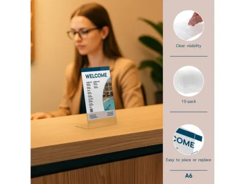 Kaarthouder Budget L-Standaard A6 1,5 Mm Staand Acryl set van 10 stuks