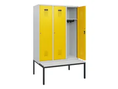 locker met bank,HxBxD 1950x1200x815mm,3vak,vak B 400mm,cilinderslot