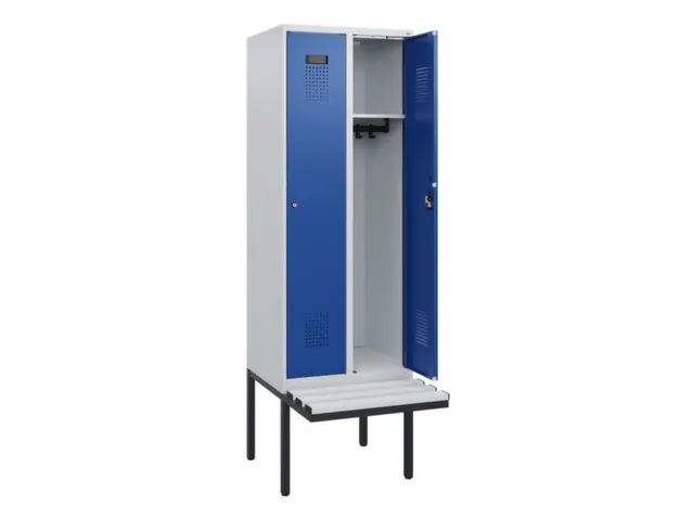 locker met bank,HxBxD 1950x600x815mm,2vak,vak B 300mm,cilinderslot