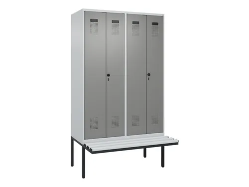 PBM-locker met bank,HxBxD 2120x1200x815mm,4vak,vak B 300mm