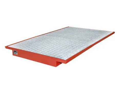 ophangbak,opvangvol. 200l,HxBxD 140x2150x915mm,m. rooster,staal