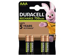Batterij oplaadbaar Duracell 4xAAA 750mAh Plus