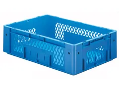 Euronorm Stapelkrat 175x600x400mm 31l Opengewerkt/Bodem Gesl. Blauw