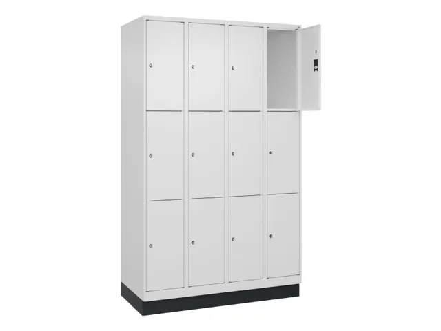 lockerkast,HxBxD 1950x1200x500mm,4x3vakken,vak B 300mm,cil.-slot