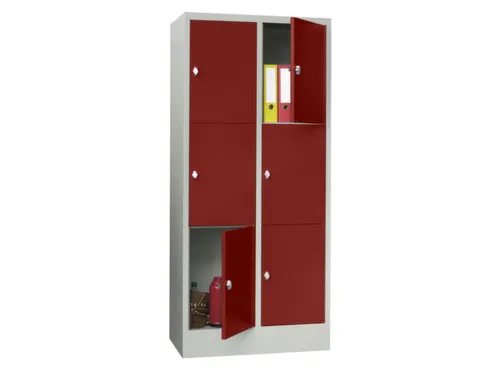 lockerkast,HxBxD 1850x800x500mm,2x3vakken,RAL7035,front RAL3000