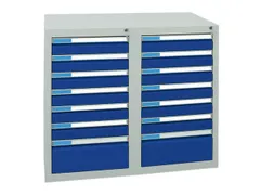 ladekast HxBxD 900x1000x500mm 14laden vergrendeling RAL7035 RAL5010