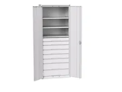 universele kast,HxBxD 2000x800x550mm,3xStalen bodem,8lade(n)