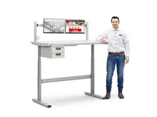 ESD-montagetafel,HxBxD 630-1270x1800x800mm,blad gelamineerd grijs - 5