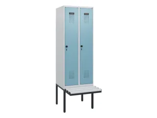 locker met bank,HxBxD 1950x600x815mm,2vak,vak B 300mm,draaigrendel - 2